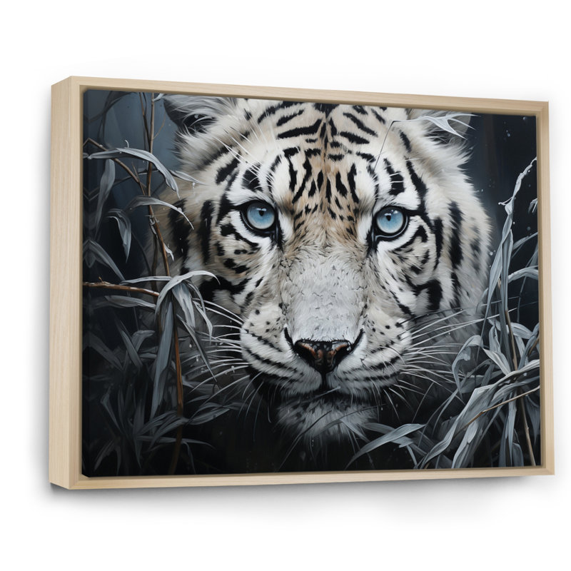 «Tiger Mysterious Watcher II» - Impression, H 12 po x l 20 po x P 1 po, Cadre naturel flottant