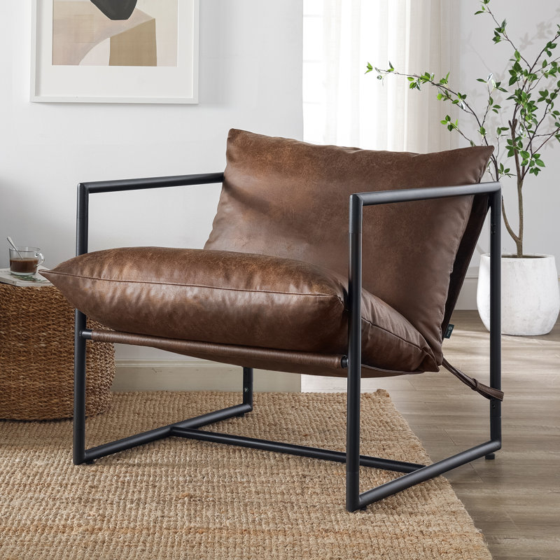 Méridienne large 30,7 po Zaraan, Similicuir brun cacao