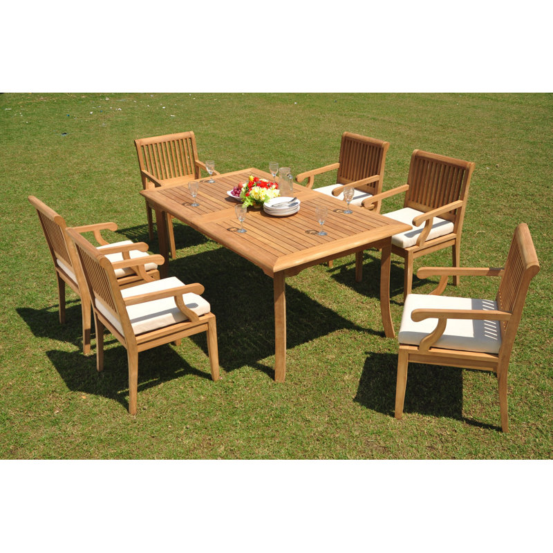 Ensemble repas 7 pièces teck Devante