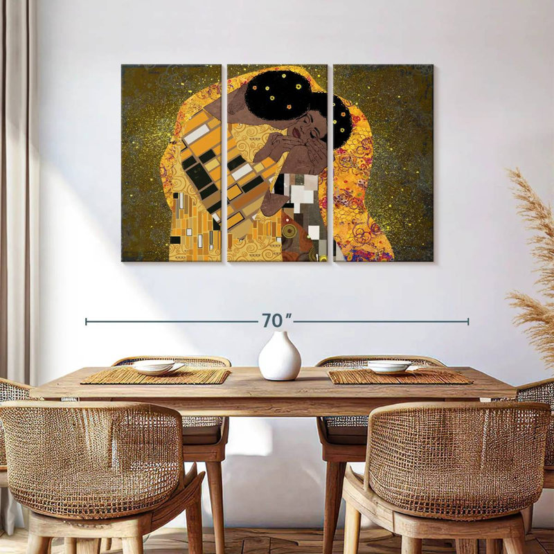 Black Couple Kiss 3 pièces, H 36 po x l 57 po x P 1,25 po