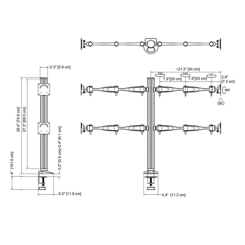 Cotytech Multi-Screen Pole Mount, Clamp