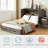 Farmhouse Full Murphy Bed With Large Storage Drawer & Charging Station, Washed Gray-1238594383-1218647874