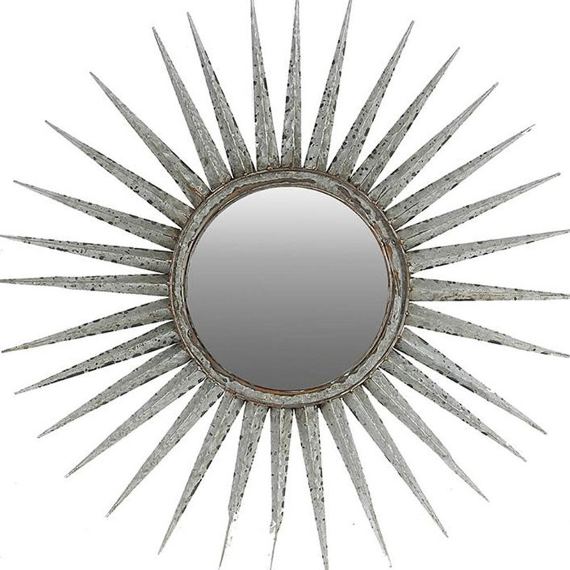 Miroir d'appoint mural 30 "gris argenté Sunburst