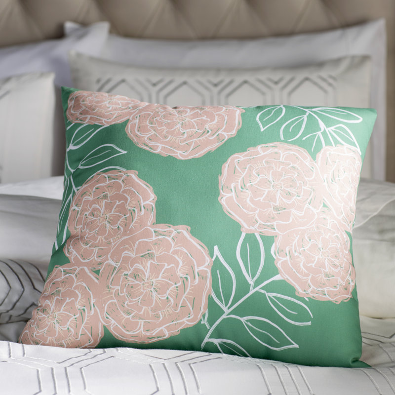 Flower Power Floral Reversible Throw Pillow, 26" H x 26" W, Taupe