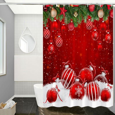 Rideau de douche de Noël Rideau de douche de Noël rouge