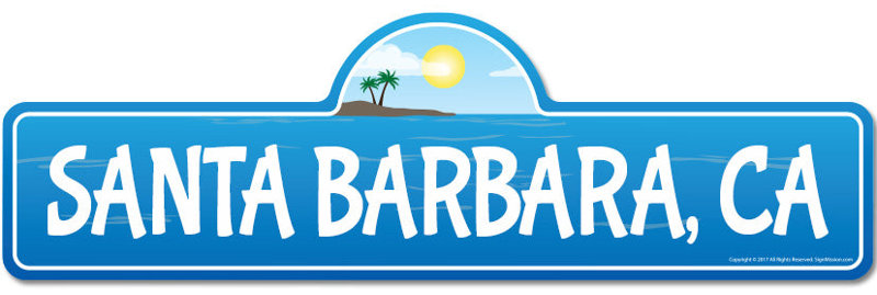 Plaque de rue Santa Barbara en plastique robuste 6 po x 18 po