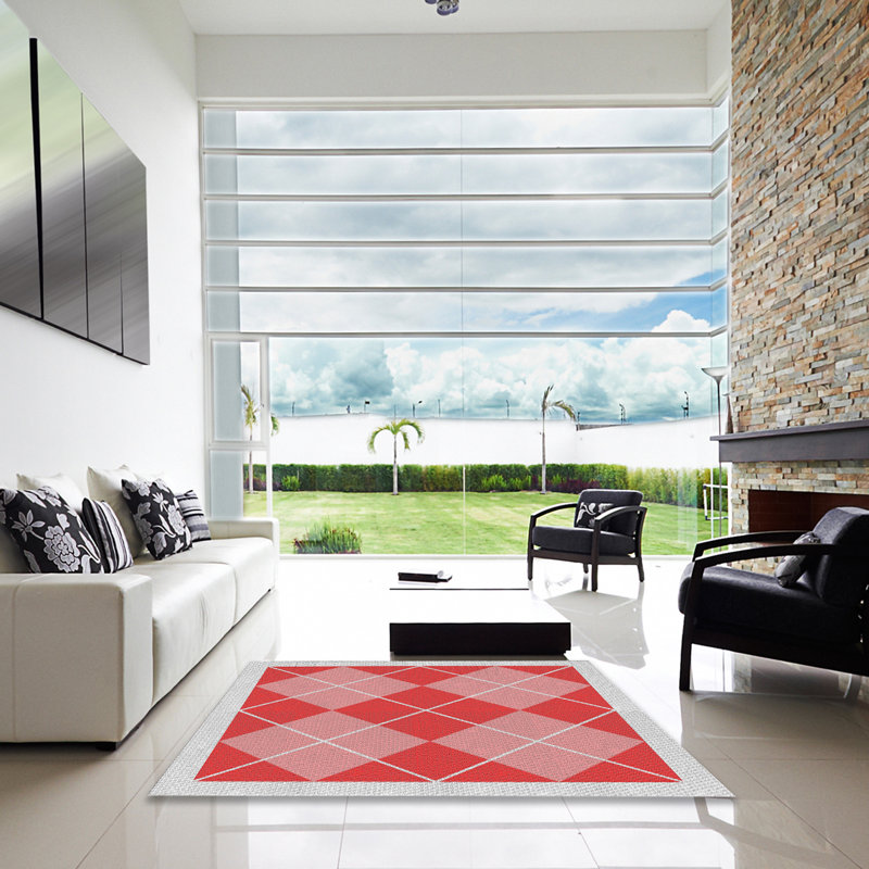 Tapis rouge / gris clair Power Loom, Carré 8 pi