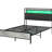Platform Bed Frame - Full Size With Storage Headboard, Led Lights, Charging Outlets, Quiet, Easy Assembly, No Box Spring, Cement Gray Upholstered Station Noise- Assembly Spring