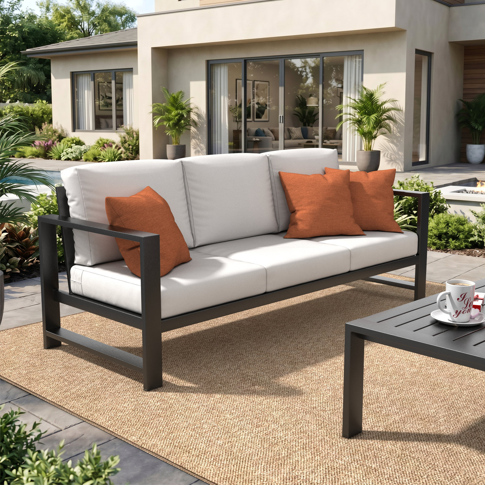 Dulcie 80" Sunbrella® Patio Sofa, Canvas White Sunbrella® Canvas