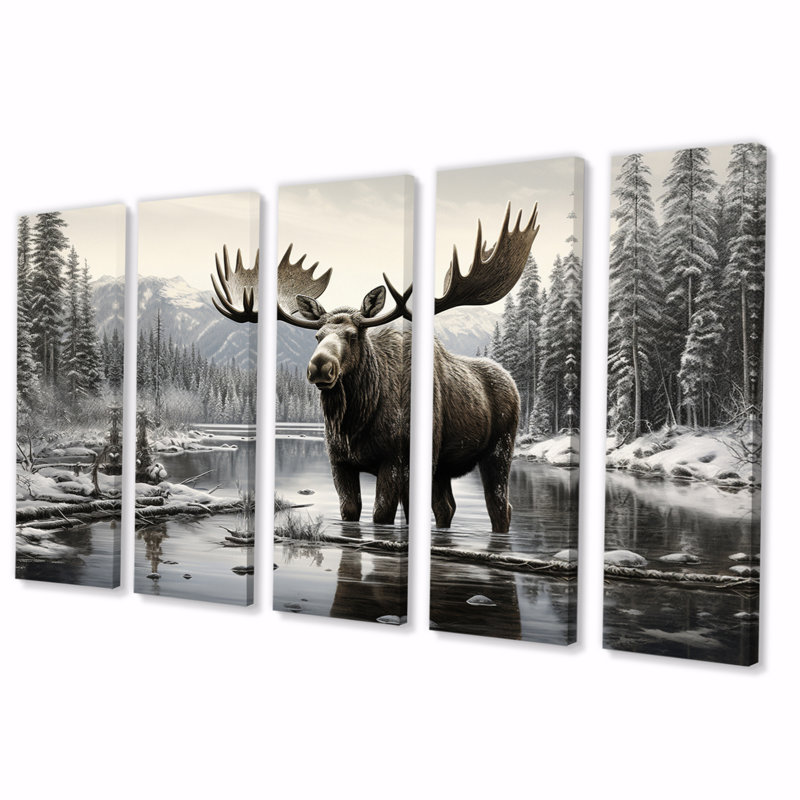 Beacham " Brown White Moose Winter Majesty " 5 - Pieces