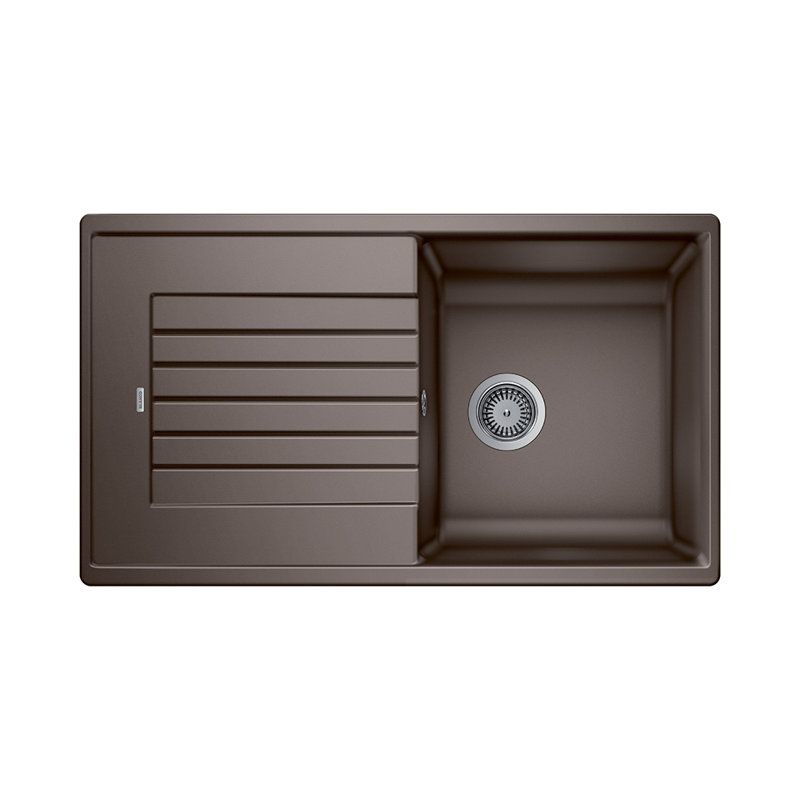 Zia Single Bowl Inset Kitchen Sink, Coffee, 202mm H x 500mm W x 860mm L
