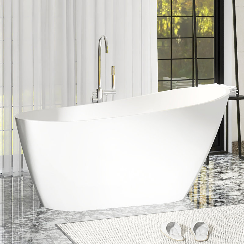 Baignoire de trempage en acrylique l 59 po x P 29 po en blanc brillant
