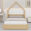 Lit pour grand lit pour enfants, lit plateforme bas avec 2 tiroirs de rangement, cadre de lit en bois avec garde-corps et toit-726663985