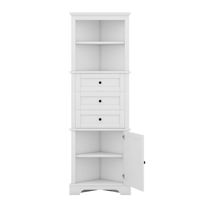 Triangle Tall Cabinet With 3 Drawers And Adjustable Shelves