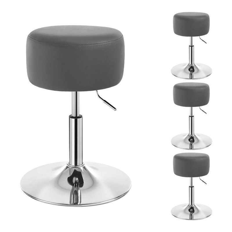 Kundana Swivel Upholstered Adjustable Height Counter Stool with Metal Frame, Grey