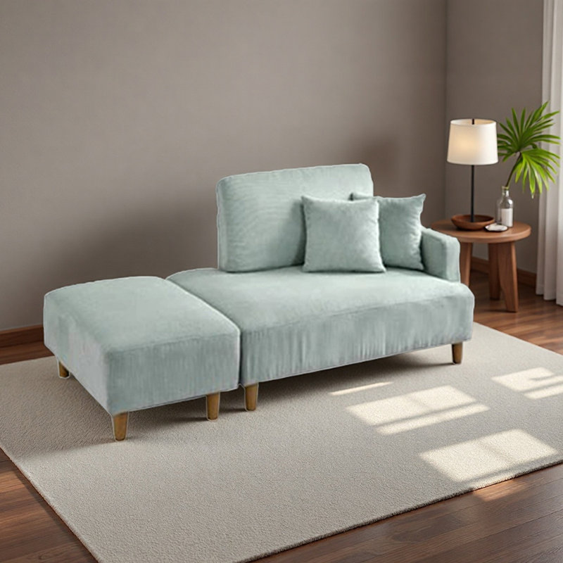 Chaise longue de luxe avec éponge de densité, Orienté à droite, Bleu sarcelle clair