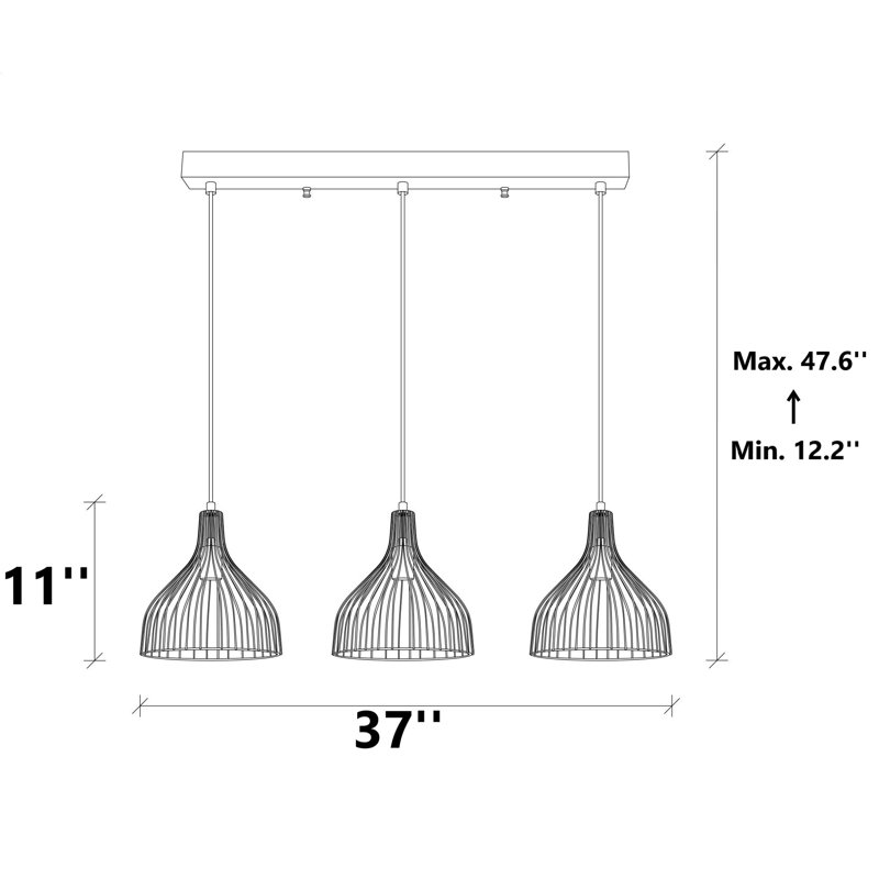 Luminaire suspendu en forme de dôme à 3 lumières pour îlot de cuisine