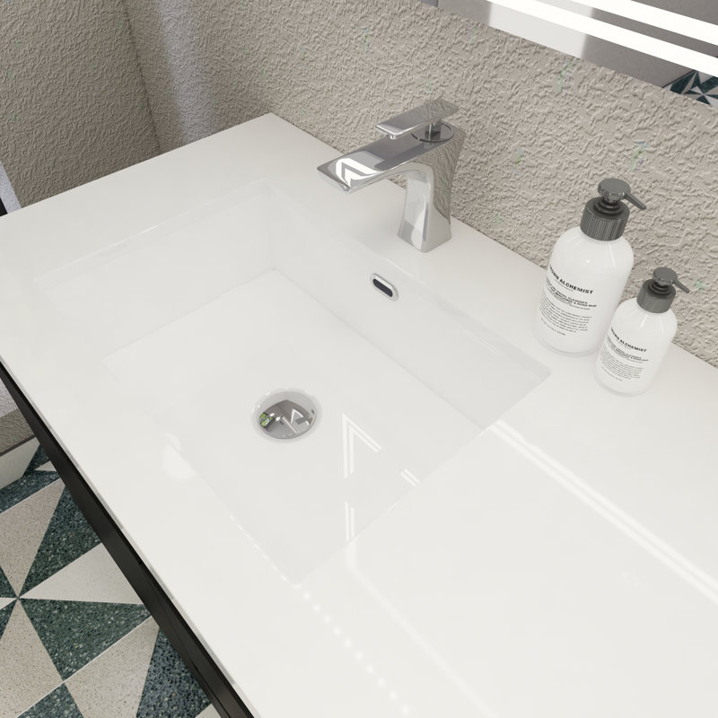 Single Bathroom Vanity with Acrylic Top, Rich Black