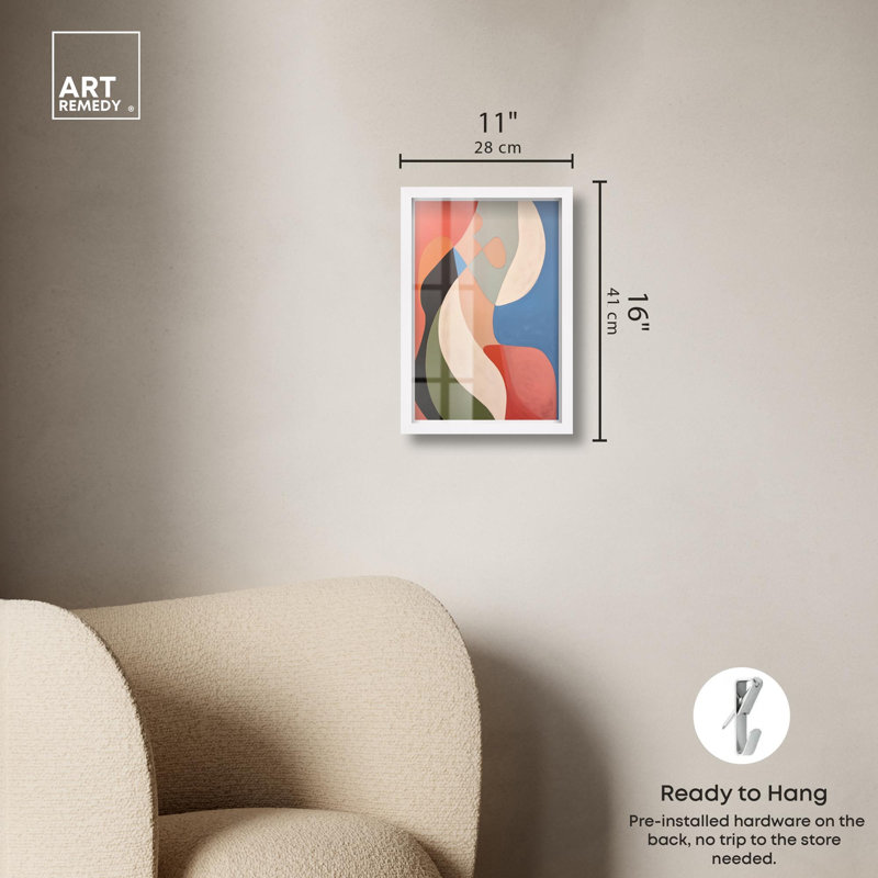 «Curved Planes I Shadowbox Print Modern Office Decor» par Art Remedy, cadre blanc, 11 x 16, H 16 po x l 11 po, Cadre blanc