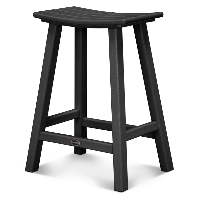 POLYWOOD Traditional Garden Patio Bar Stool, Black, 24.75" H