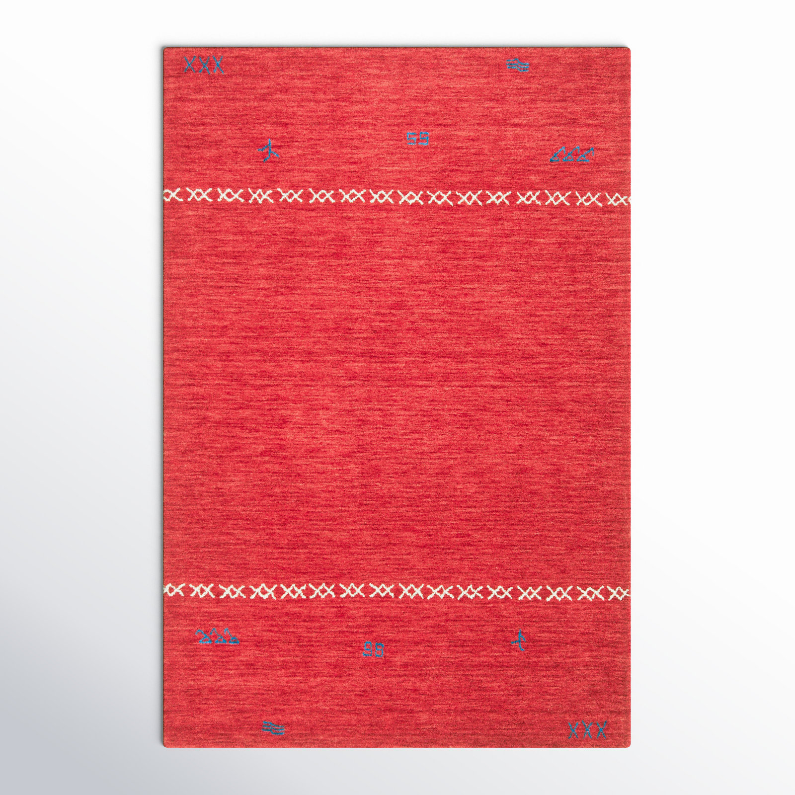 Santiago Red Handmade Wool Geometric Rug, Rectangle 2' x 3'