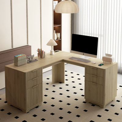 60"L L-Shaped Desk With Storage