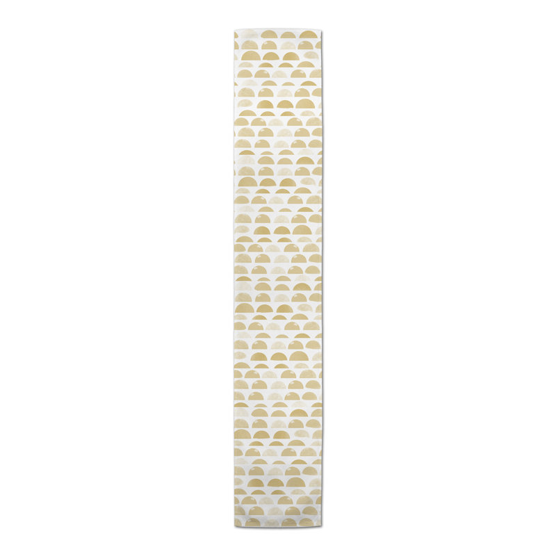 Alfonzie Rectangle Geometric Polyester Table Runner, 72" L x 16" D, Yellow