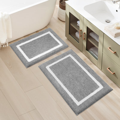 Bathroom Rugs Sets 2 Piece, Super Soft and Absorbent, Non-Slip and Machine Washable Bath Rugs(Light Grey)