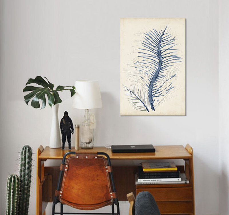 «Indigo Coral V», impression sur toile tendue, H 26 po x l 18 po x P 1,5 po, Toile tendue, Pas de tapis