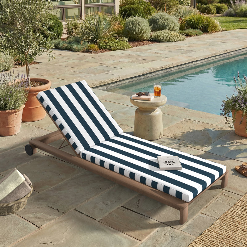 Outdoor Chaise Cushion With Sunbrella Fabric, 24" W x 73" D, Sunbrella® Refuge Indigo