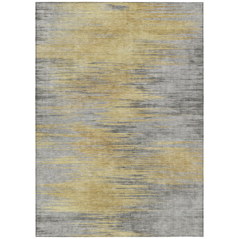 Tapis extérieur lavable abstrait gris et gris anthracite 8 pi x 10 pi