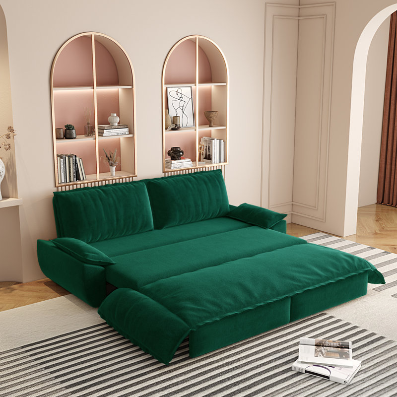 Canapé-lit escamotable de 73,2 po, canapé-lit convertible 3 en 1, causeuse multifonctionnelle Ayalur, Vert