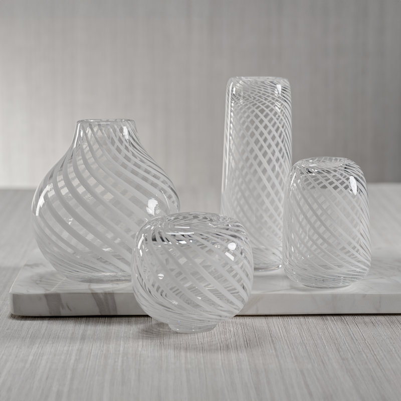 Josselynn Glass Table Vase, White/Clear