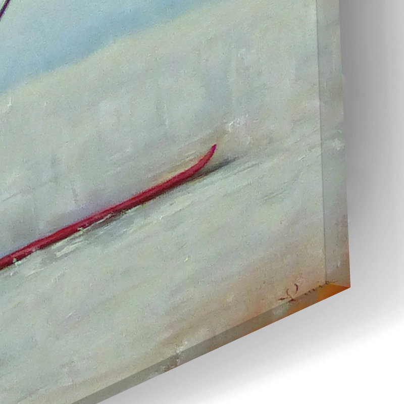 «Ski School» par Lucia Heffernan, art mural en verre acrylique, H 12 po x l 24 po x P 0,2 po