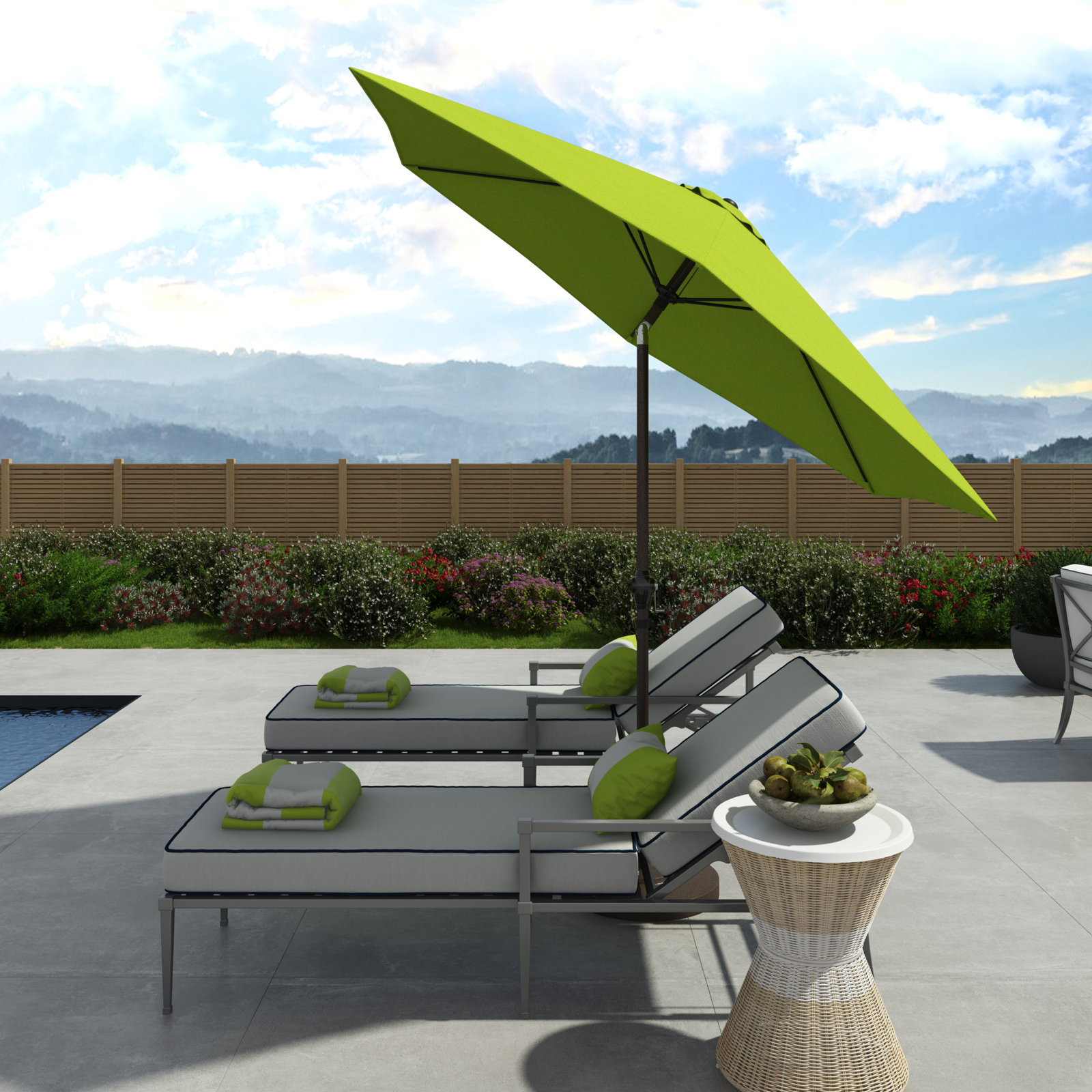 Astraea 108'' Outdoor Umbrella, Lime Green - Polyester