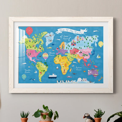 Voyage autour du monde - Reproduction d'art graphique sur papier encadré
