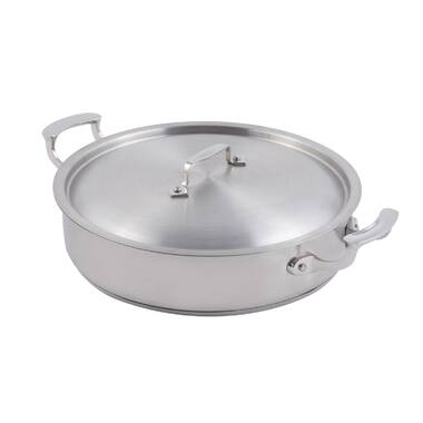 Copper Bottom Stainless Steel Kadai 4 Pcs Set to Cook / Fry 7.5