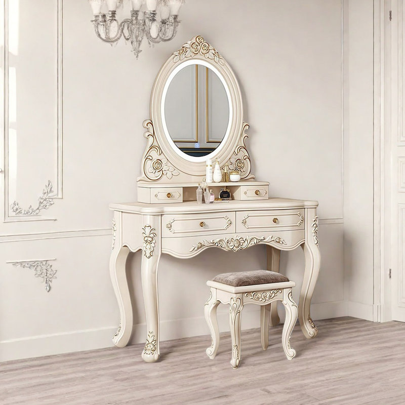 39.37"White Luxurious Vanity Set, 63.78" H x 39.37" W x 18.5" D