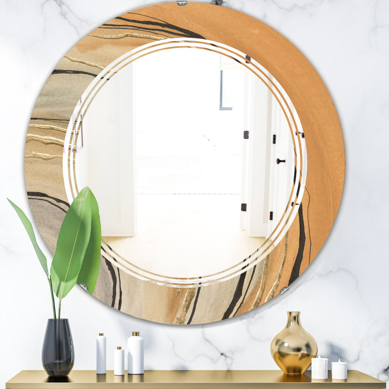 Miroir mural moderne sans cadre, H 23,6 po x l 23,6 po, Leaves Glamour Zebra Animal
