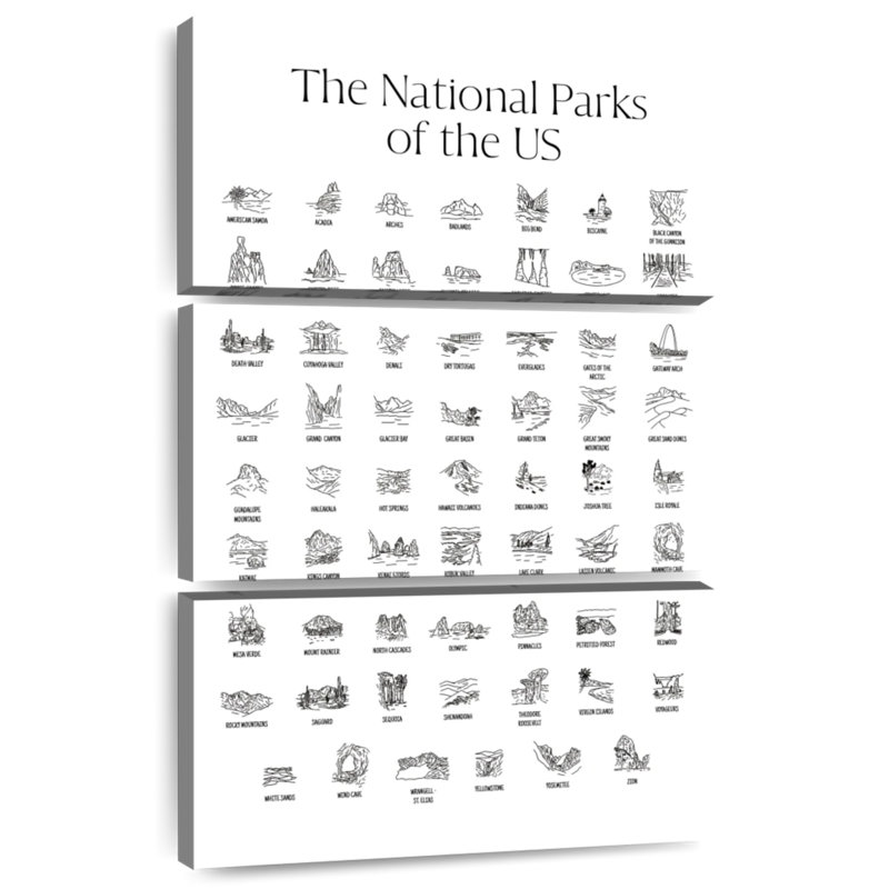 Carte des parcs nationaux américains Alvord, H 32 po x l 20 po