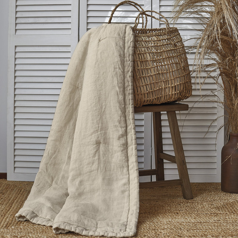 Madeira Washed Linen Quilted Sham, flax, Euro