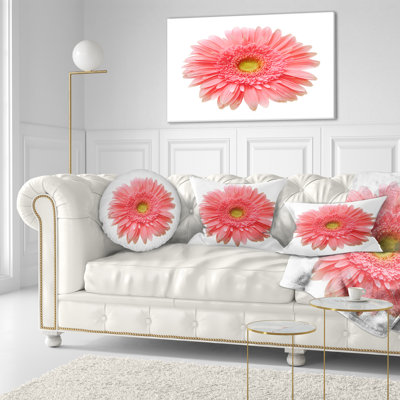 Coussin décoratif simple à motif floral sur fond blanc