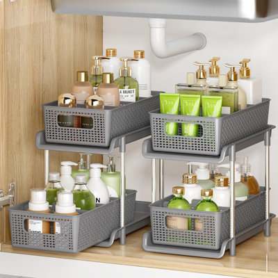 2-Pack 2-Tier Stackable Under Sink Organizer And Cabinet Organizer