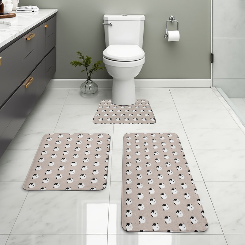  Ensemble de 3 tapis en forme de U et tapis rectangulaires Sheep Sheep