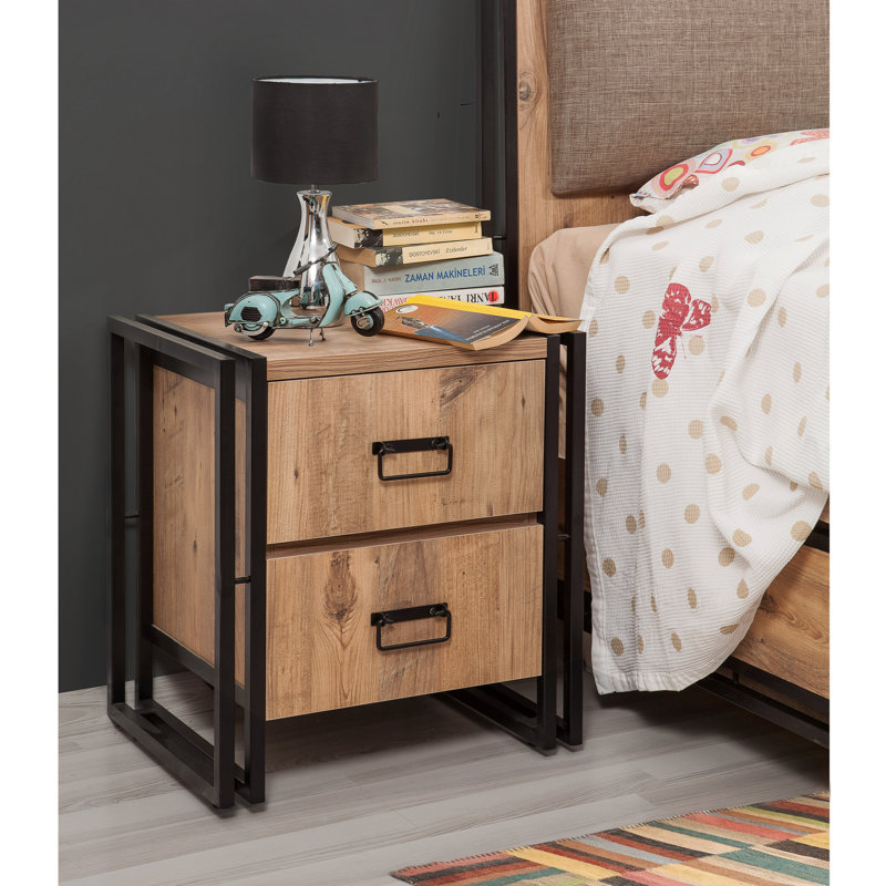 Yahya 52cm W Manufactured Wood Bedside Table