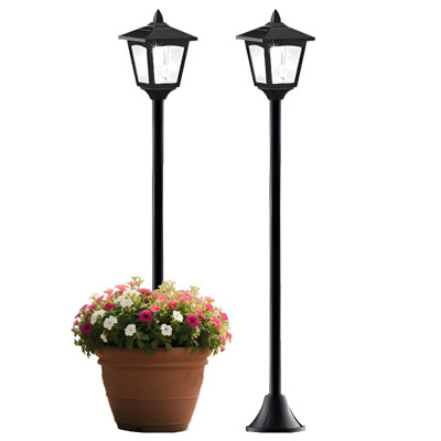 Paquet de 2 lampadaires solaires, poteaux à DEL étanches de 40 po, blanc froid 6000 K, lumières décoratives d'extérieur Ip65 pour le jardin, le patio, la cour arrière, sentier - longue durée, marche / arrêt automatique