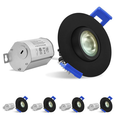LUXRITE 2 Inch Gimbal LED Recessed Lighting Junction Box CRI90 5W 5CCT Dimmable 400 Lumens Directional Ceiling Light Damp Rated IC Rated Black 4 Pack