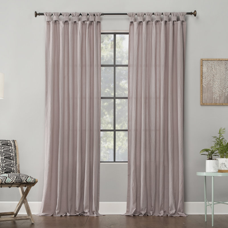 Panneau de rideau semi-transparent avec pattes en coton délavé Archaeo Sarro, l 52" x L 95", Rose quartz