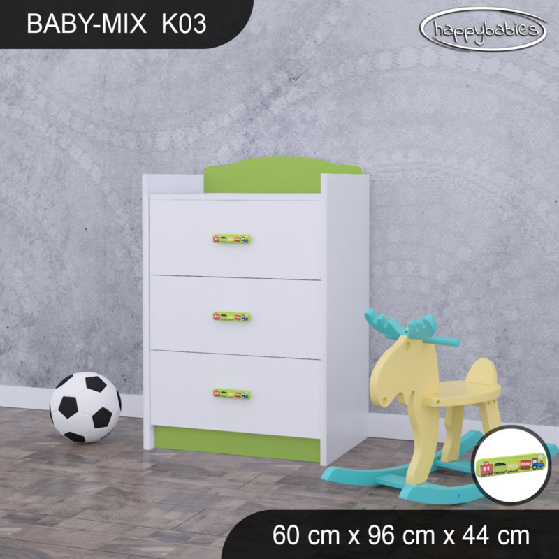 Baby Mix Kids 3 - Drawer Dresser, Green