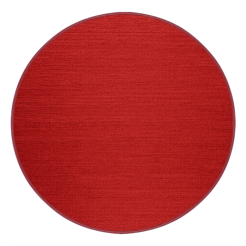 Machine Washable Solid Red Area Rug, Round 3'